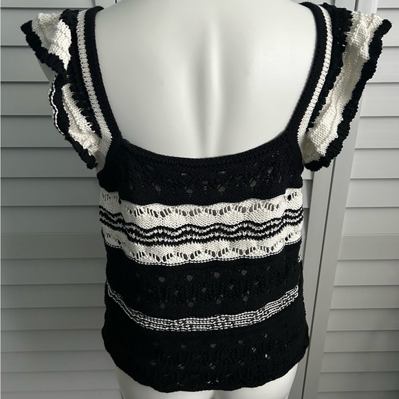 LOFT | Striped Crochet Ruffle Sweater Top - Picture 8 of 13